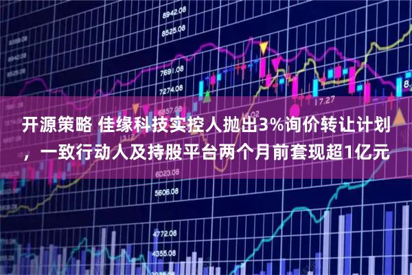 开源策略 佳缘科技实控人抛出3%询价转让计划，一致行动人及持股平台两个月前套现超1亿元