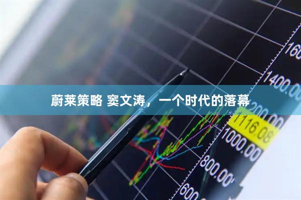 蔚莱策略 窦文涛，一个时代的落幕