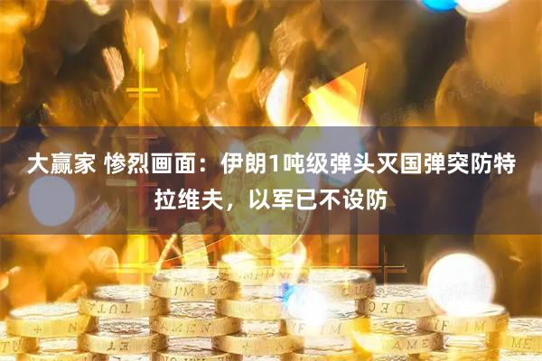 大赢家 惨烈画面：伊朗1吨级弹头灭国弹突防特拉维夫，以军已不设防